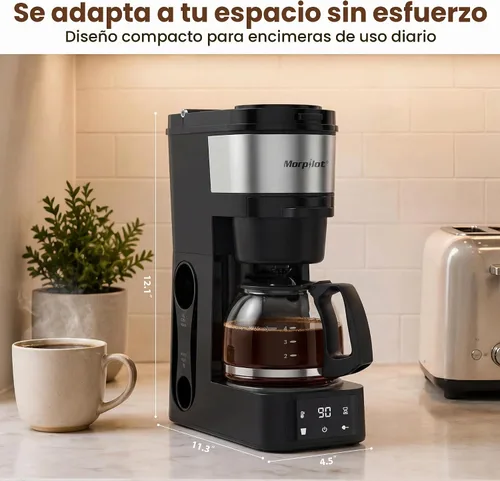 Vista 8 de Morpilot Cafetera de 2 vías, compatible con cápsulas K-Cup o molidos, cafetera de goteo compacta con tamaños de jarra de 20 oz/20.3 fl oz, 4 ajustes
