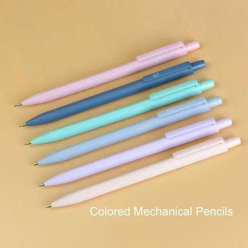 Vista 4 de Juego de 6 lápices mecánicos estéticos pastel con Eraesers