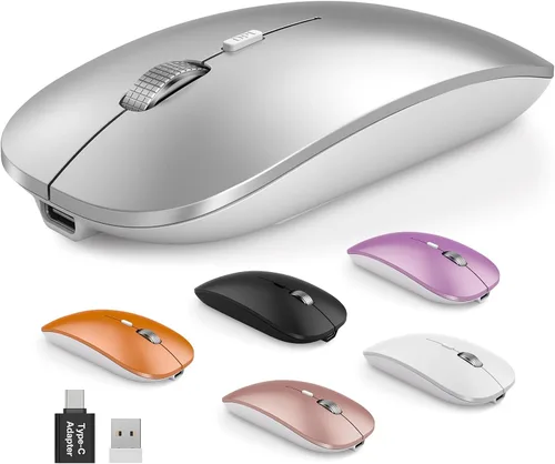 Vista 13 de SABLUTE M31 - Mouse Bluetooth para MacBook Pro/Air, iPad, mouse inalámbrico recargable de tres modos para 3 dispositivos (BT 5.2 + 2.4G), elegante