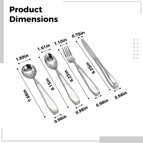 Vista 2 de 4 Pcs Weighted Utensils Set for Parkinson's, Stainless Steel Silverware, Fork Knife Spoon, Ergonomic Grip, Ideal for Tremors & Seniors
