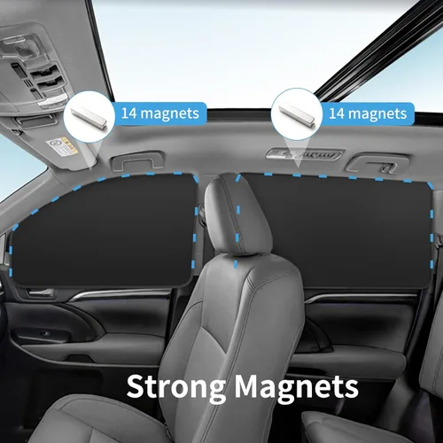 Vista 3 de Cortinas magnéticas para ventana de automóvil, cortinas magnéticas de privacidad para ventana lateral, bloquean el 100% de la luz, cubiertas