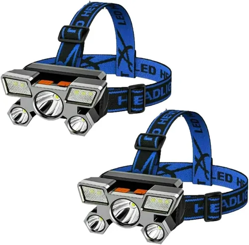 Vista 11 de RUNAAJA - Linterna frontal LED COB de 750000 lúmenes, linterna recargable, lámpara de cinco lámparas de diseño súper lejano para correr al aire