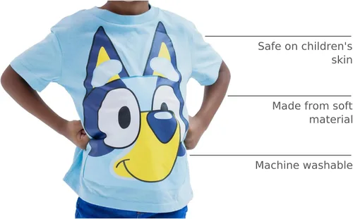 Vista 25 de Bluey Paquete de 3 camisetas para niños para verano, paquete de 3 camisetas de algodón para niños