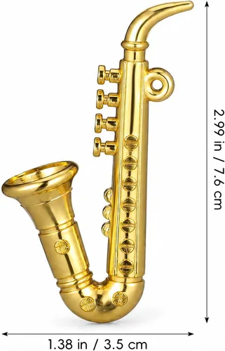 Vista 8 de Toyvian - Modelo de saxofón en miniatura, a escala 1:12, de latón, dorado, mini instrumento musical para decoración de casa de muñecas, accesorio