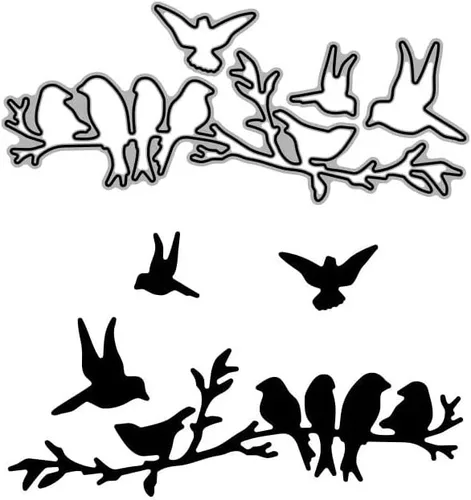 Vista 7 de Birds Branch - Troqueles de metal troquelados, tarjetas de papel de pájaros en la rama, plantillas de corte para manualidades en relieve, tarjetas