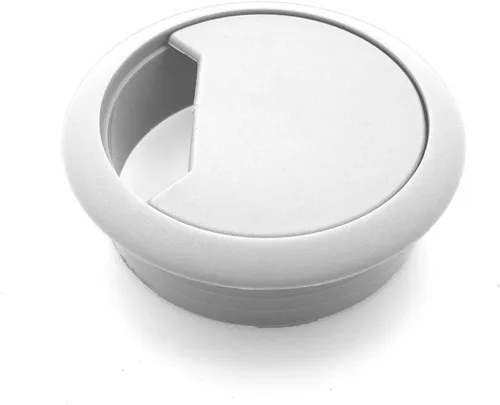 Vista 2 de Modket M4327-51-WT - Cubierta de agujero organizador de cables de computadora de PC, 2 pulgadas, ojal de plástico blanco para escritorio, 1 paquete