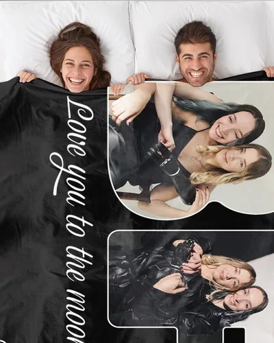 Vista 4 de Manta personalizada con imagen, regalo personalizado para mejores amigas, mejores amigas, hermanas, mejores amigas, manta de franela súper suave