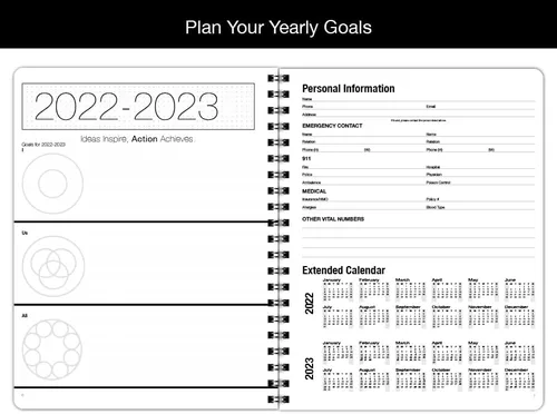 Vista 3 de Agenda minimalista fechada Descripción general del calendario mensual de 12, listas de tareas, planificación semanal y diaria (8.5 x 11 pulgadas)