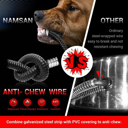 Vista 5 de Tazón de agua para perros con calefacción para exteriores, sin congelación, con cuerda resistente a mordiscos, 0.58 galones, Negro