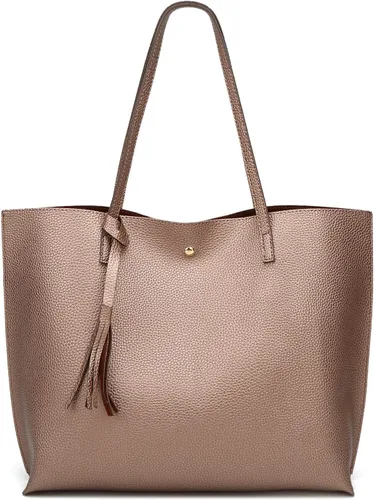 Vista 30 de Dreubea - Bolsa de hombro y de mano de piel sintética suave para mujer, con borla, de gran capacidad