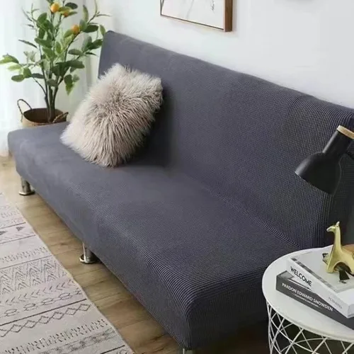 Vista 17 de SAZDFY Funda elástica para futón, tela jacquard suave, protector de muebles a cuadros pequeños, funda universal para sofá con parte inferior Beige