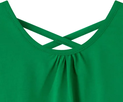 Vista 3 de Noomelfish Camisetas sin mangas de algodón suave con espalda cruzada para niñas (3-12 años)