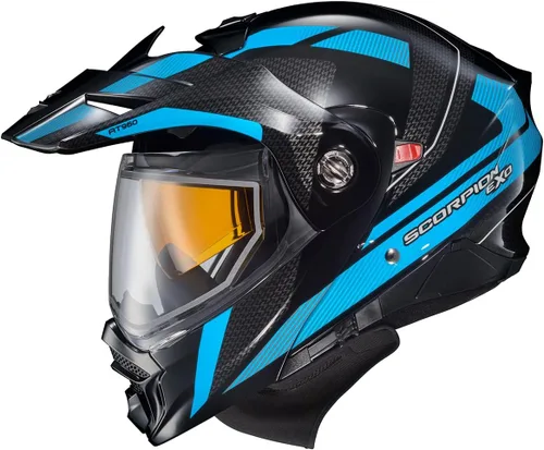 Vista 6 de ScorpionEXO AT960 Casco Modular Topográfico para Moto de Nieve de Aventura en Clima Frío, Escudo de Doble Panel con Caja de Respiración y Bolsillos