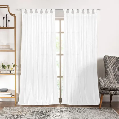 Vista 7 de PowerSellerUSA Paquete de 2 paneles de cortina de ventana de lujo con tela brillante suave y sedosa y moderna pestaña de tulipán, 52 pulgadas