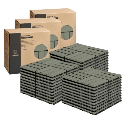 Vista 18 de Azulejos de cubierta premium, 10 piezas de suelo de patio - teca