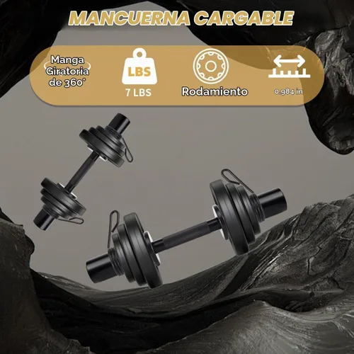 Vista 7 de Mango de mancuernas olímpicas, par de barras de mancuernas de 16 pulgadas para discos de peso olímpicos de 2 pulgadas, mancuernas cargables