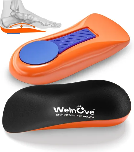 Vista 10 de Welnove Copas de gel para talón con soporte de arco, alivio de fascitis plantar y tendinitis de Aquiles - Mujeres 9.5-13 y hombres 8.5-12