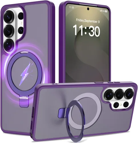 Vista 43 de Funda con soporte ultra magnético para iPhone 15 Pro [protección militar contra caídas] [compatible con MagSafe] a prueba de golpes, translúcida