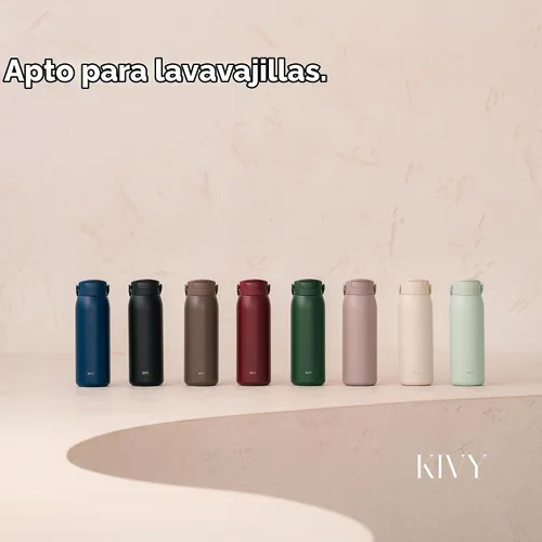 Vista 6 de KIVY Botella de agua de acero inoxidable con pajita 24oz - 24h fría 12h Rojo oscuro