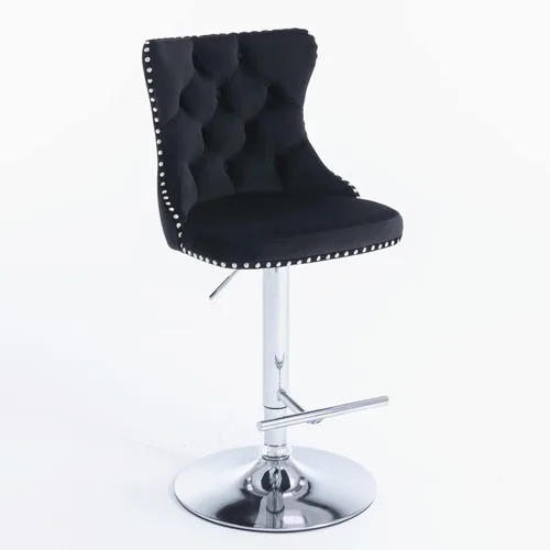 Vista 108 de Aoowow Juego de 2 taburetes de bar giratorios, taburetes de bar ajustables con respaldo de terciopelo copetudo, sillas de bar modernas tapizadas
