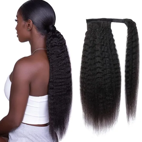 Vista 27 de Extensiones de cabello rizado para cola de caballo, cabello rizado para cola de caballo, extensión de cabello humano virgen brasileño