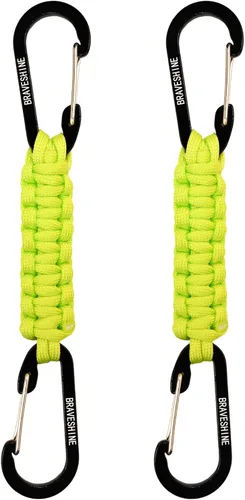 Vista 17 de BRAVESHINE Mosquetón de llavero con clip de paracord, gancho de anillo en D para lanyard, colgador para cochecito, llavero para botella de agua