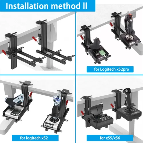 Vista 3 de 2 Set The Desk Mount for The Flight Sim Game Joystick, Throttle and Hotas Systems Compatible with Logitech X56, X52, X52 Pro, Thrustmaster T-Flight