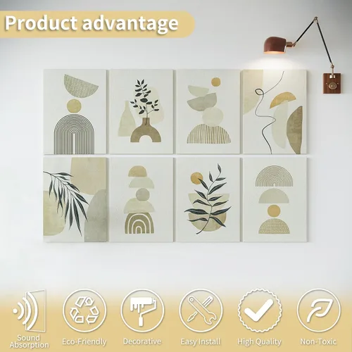 Vista 4 de Art3d paneles insonorizantes para pared 48"x32", paquete de 8 paneles acústicos de pared con arte, paneles de pared decorativos y absorbentes