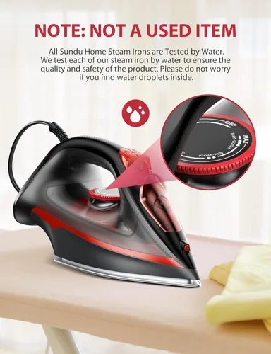Vista 7 de Home Steam Plancha de vapor azul de 1500 W y vaporizador vertical, tanque a prueba de fugas de 11.8 fl oz, seguridad de apagado automático, ráfaga