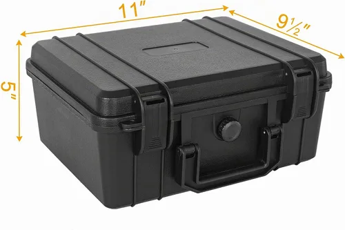 Vista 4 de Funda rígida protectora a prueba de golpes y resistente al agua con inserción de espuma DIY personalizada para cámara, etc, 11 X 9.5 X 5 pulgadas