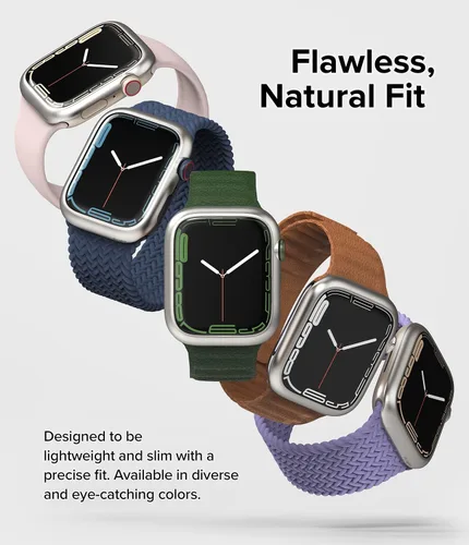 Vista 3 de Ringke Estilo de bisel [elegante marco de acero inoxidable] compatible con Apple Watch Series 9, 8, 7 (1.772 pulgadas), protector antiarañazos Plata
