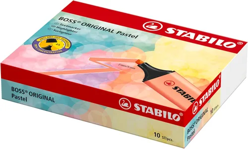 Vista 9 de Resaltador STABILO BOSS ORIGINAL Pastel - Paquete de 10 - Pizarra de lima
