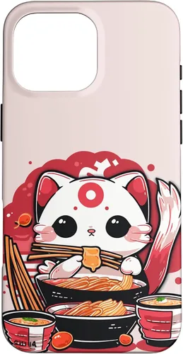 Vista 19 de iPhone 16 Japanese Cat Eating Ramen Cute Kawaii Cat Case