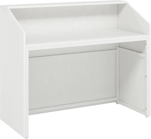Vista 9 de Tribesigns Escritorio de recepción con mostrador, moderno escritorio de recepción para sala de recepción frontal con canaleta para cables, mostrador