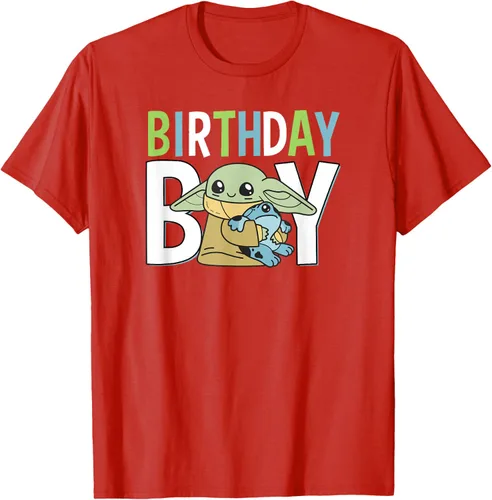 Vista 32 de Star Wars: The Mandalorian Grogu Birthday Boy Hug Blue Green T-Shirt Negro