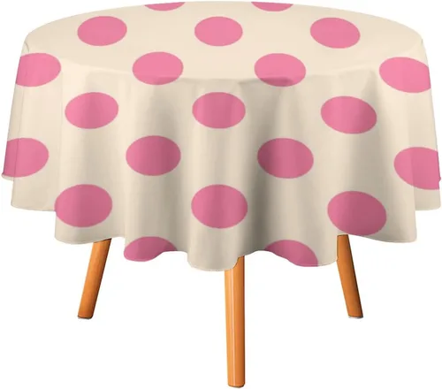 Vista 19 de Mantel redondo lavable de lunares negros sobre beige de 50 pulgadas para cocina, comedor, fiesta, decoración moderna