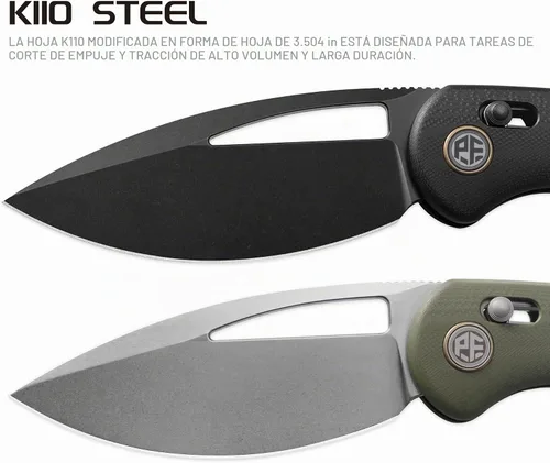 Vista 7 de Petrified fish PFP13 Viper Cuchillo Plegable, Hoja de Acero K110 Negro Lavado a la Piedra de 3.5", Mango G10 Cuchillo de Bolsillo para Camping EDC
