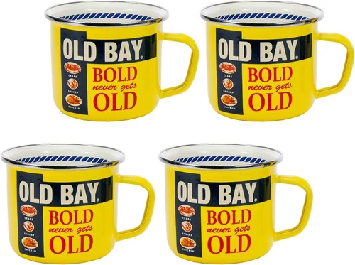 Vista 7 de Golden Rabbit Enamelware - Tazas grandes de café o té, 24 onzas, cangrejo azul, juego de 4
