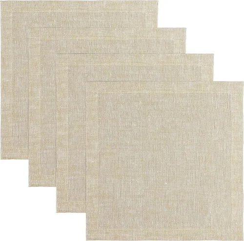 Vista 41 de Solino Home Athena - Juego de 4 manteles individuales cuadrados de lino natural claro de 14 x 14 pulgadas, manteles individuales 100 % lino puro