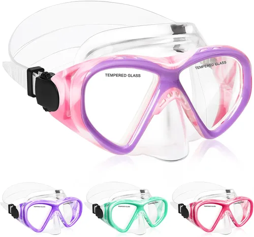 Vista 16 de ACQCES Gafas de natación para niños, máscara de buceo para niños y niñas de 5 a 15 años, gafas de natación antivaho de dos colores con cubierta