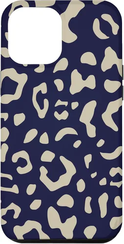 Vista 6 de Funda con estampado de leopardo azul marino beige para iPhone 15