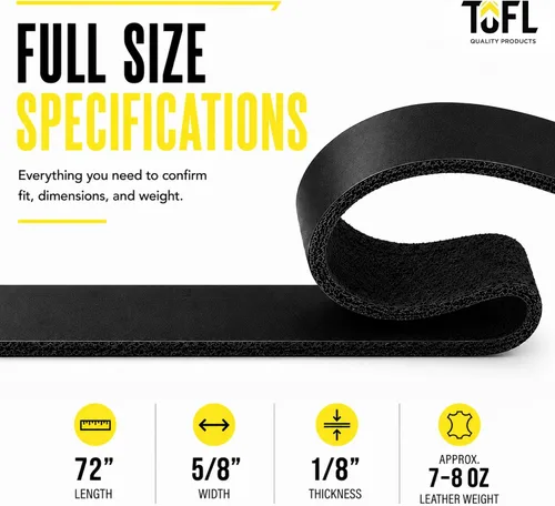 Vista 6 de TOFL Correas de piel, para hacer manualidades, de 5/8 x 1/8 x 72 pulgadas. Negro