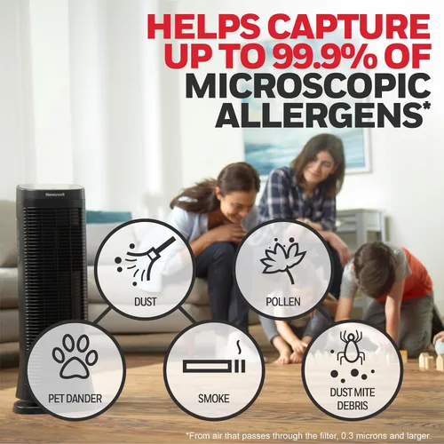 Vista 3 de Honeywell Air Genius HFD360 - Purificador de aire para el hogar, habitaciones grandes de hasta 1268 pies cuadrados con filtro permanente y lavable