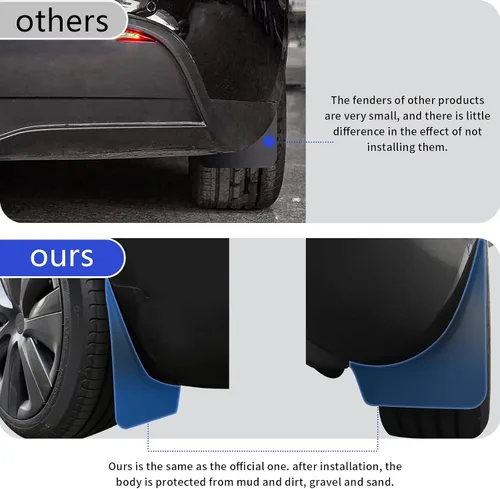 Vista 3 de 4 guardabarros para Tesla Modelo 3 Highland Accesorios 2024 2025 Flaps Flexible Barro Flaps Protectores de salpicaduras para todo tipo de clima
