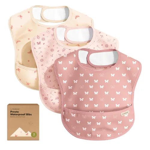 Vista 17 de KeaBabies - Paquete de 3 baberos impermeables para comer, ligeros, básicos