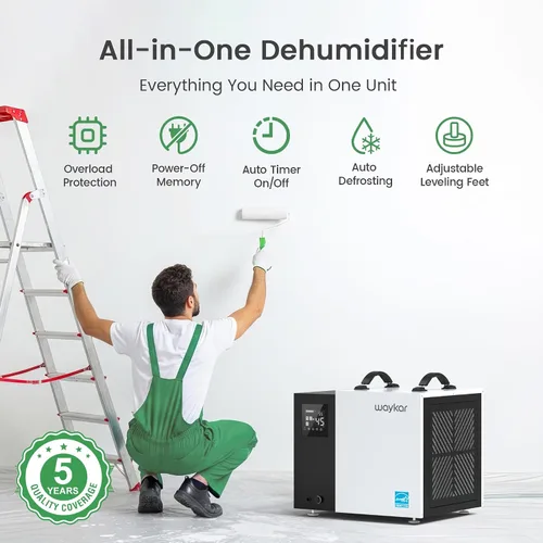 Vista 8 de Waykar Deshumidificador de 70 Pintas Energy Star para Espacios de Acceso Restringido con Bomba, Deshumidificador Comercial para Sótanos y Hogar