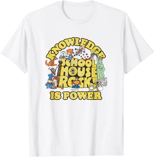 Vista 20 de Camiseta vintage con logo de Schoolhouse Rock "Knowledge is Power" de la serie de TV Azul Marino