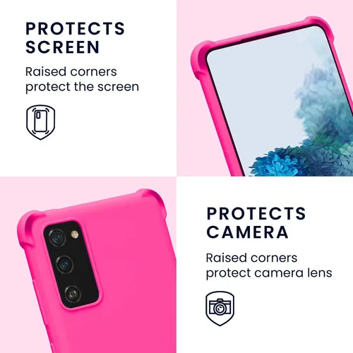Vista 3 de KIOMY Funda rosa intensa con acabado suave para Samsung Galaxy S20 FE 5G, a prueba de golpes, funda protectora de silicona elegante para teléfono