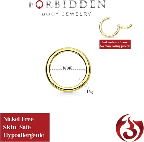 Vista 115 de Forbidden Body Jewelry - Piercing para la nariz de acero quirúrgico 316L con bisagra, 14G, 16G, 18G, diámetro de 15/64, 5/16, 25/64, 15/32 pulgadas