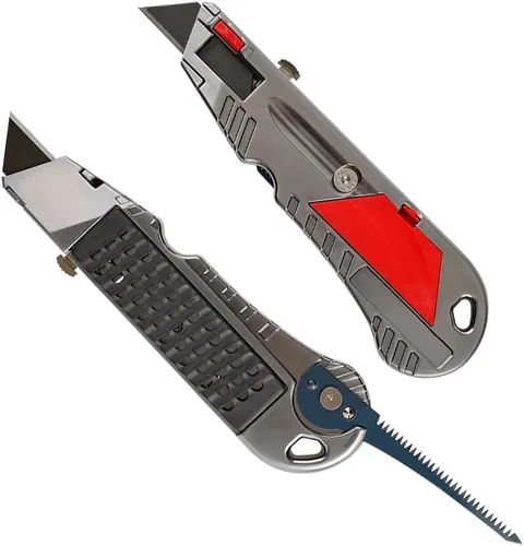 Vista 7 de Cuchillo y escofina para paneles de yeso KL300 – Herramienta de corte de tablero de yeso 4 en 1 con funda de cuero – Cuchillo profesional de corte